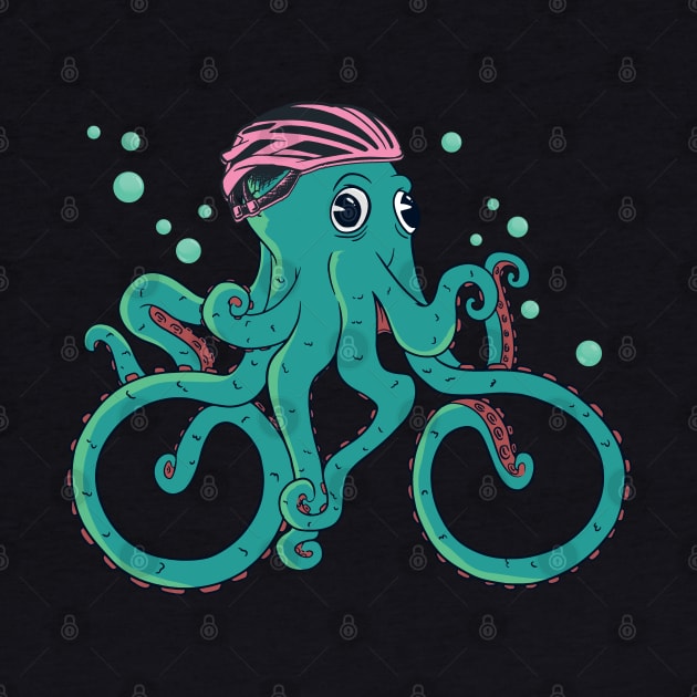 Octopus with bike helmet, Mimicking Riding a Bicycle by Graphic Duster